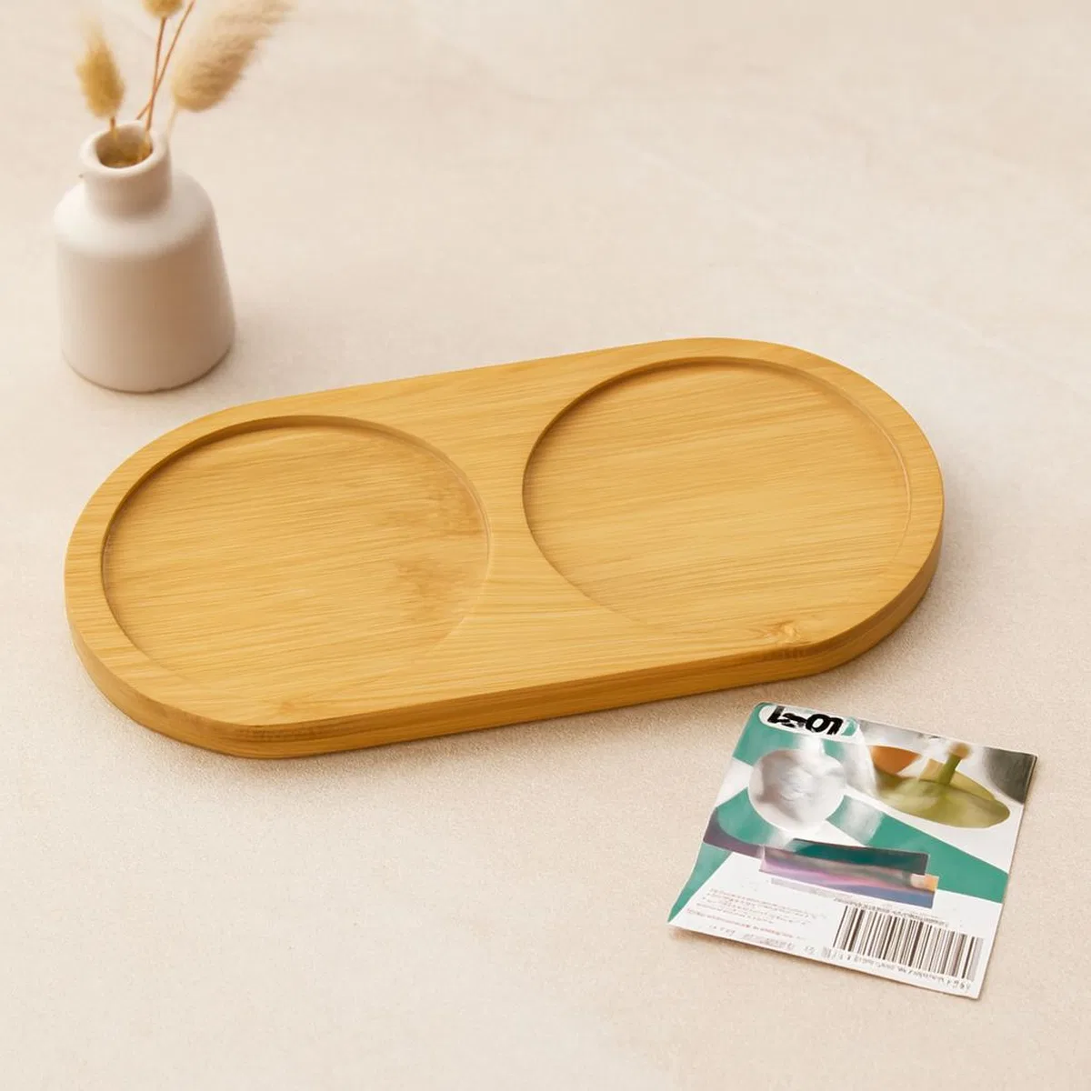 Bambu 2 Bölmeli Oval Mini Tepsi - Yağdanlık Altlık 12x23. 4x0. 8 cm