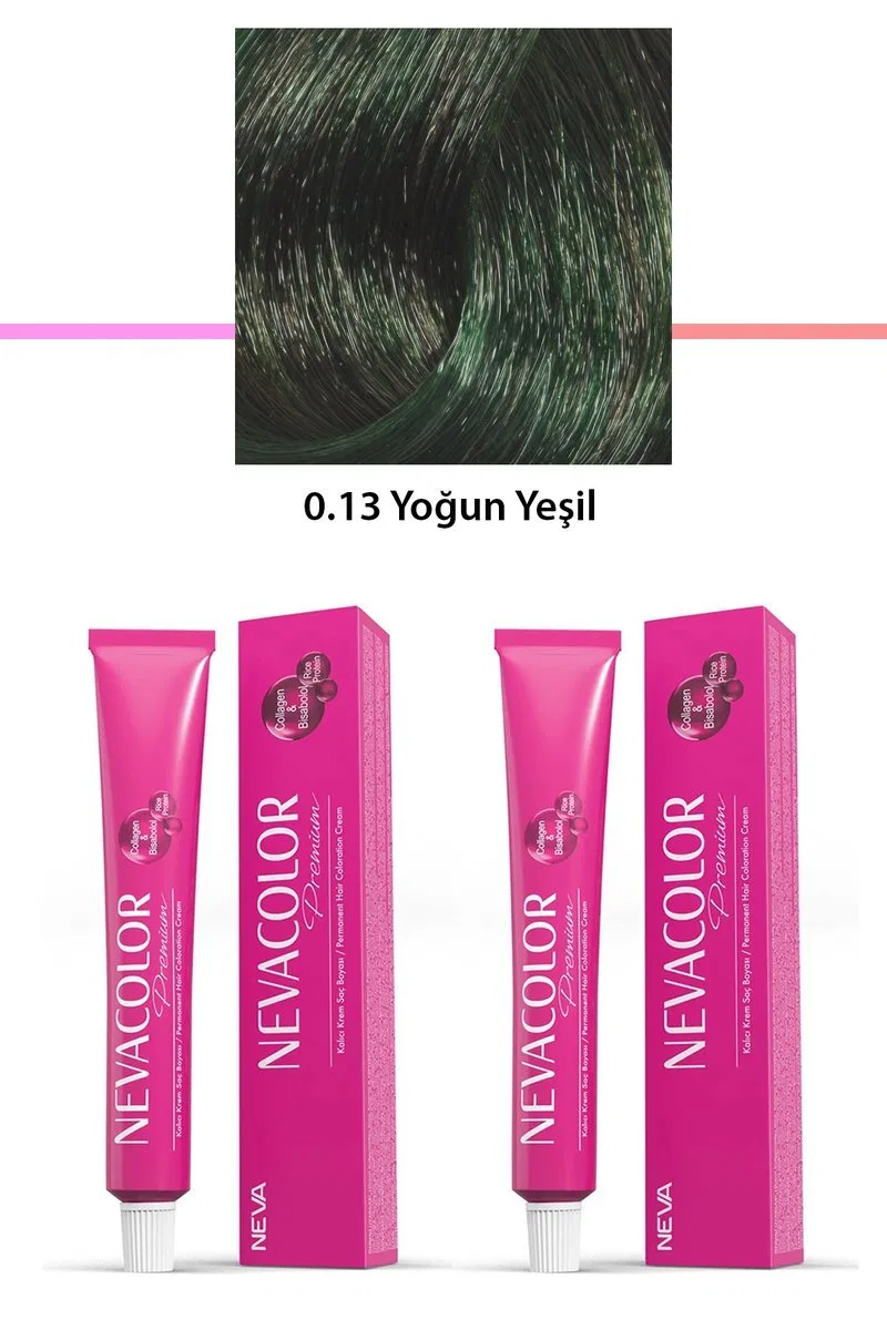 2 li Set Premium 0. 13 Yoğun Yeşil - Kalıcı Krem Saç Boyası 2 X 50 g Tüp