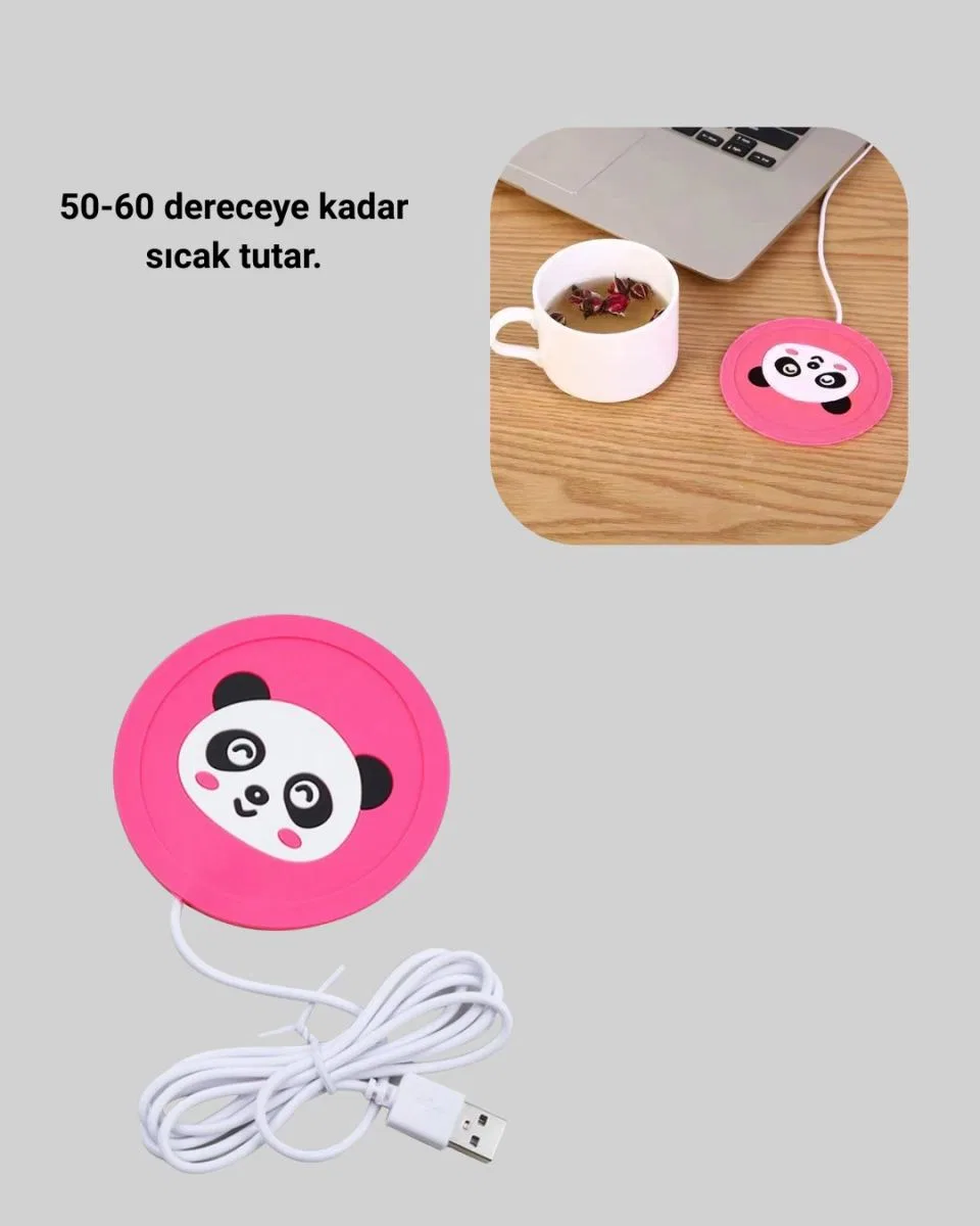 Usb Isıtıcı Bardak Altlığı Sevimli Figürlü 50–60° Anında Isıtma Teknolojili görsel 3