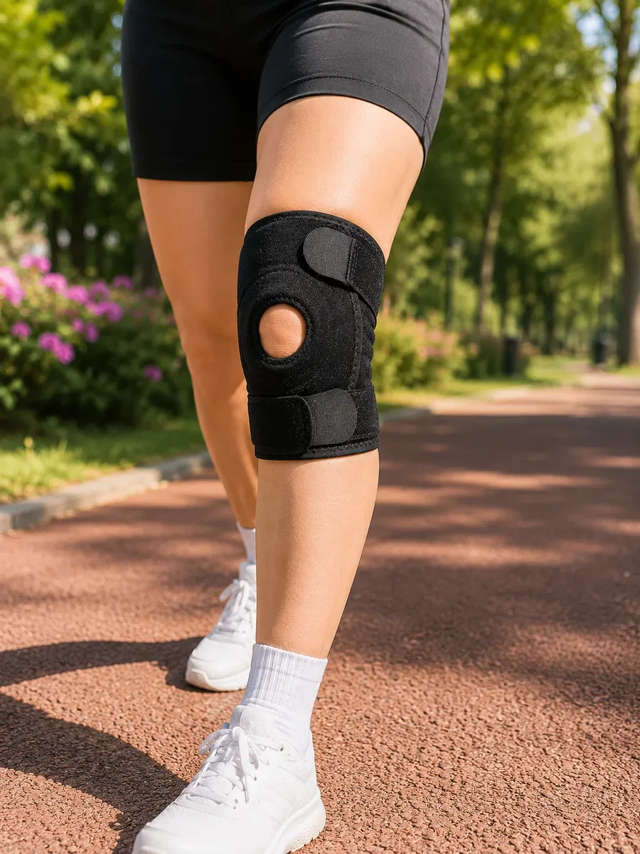 Patella Destekli Kısa Dizlik Ayarlanabilir Bantlı Diz Koruyucu Destek görsel 4