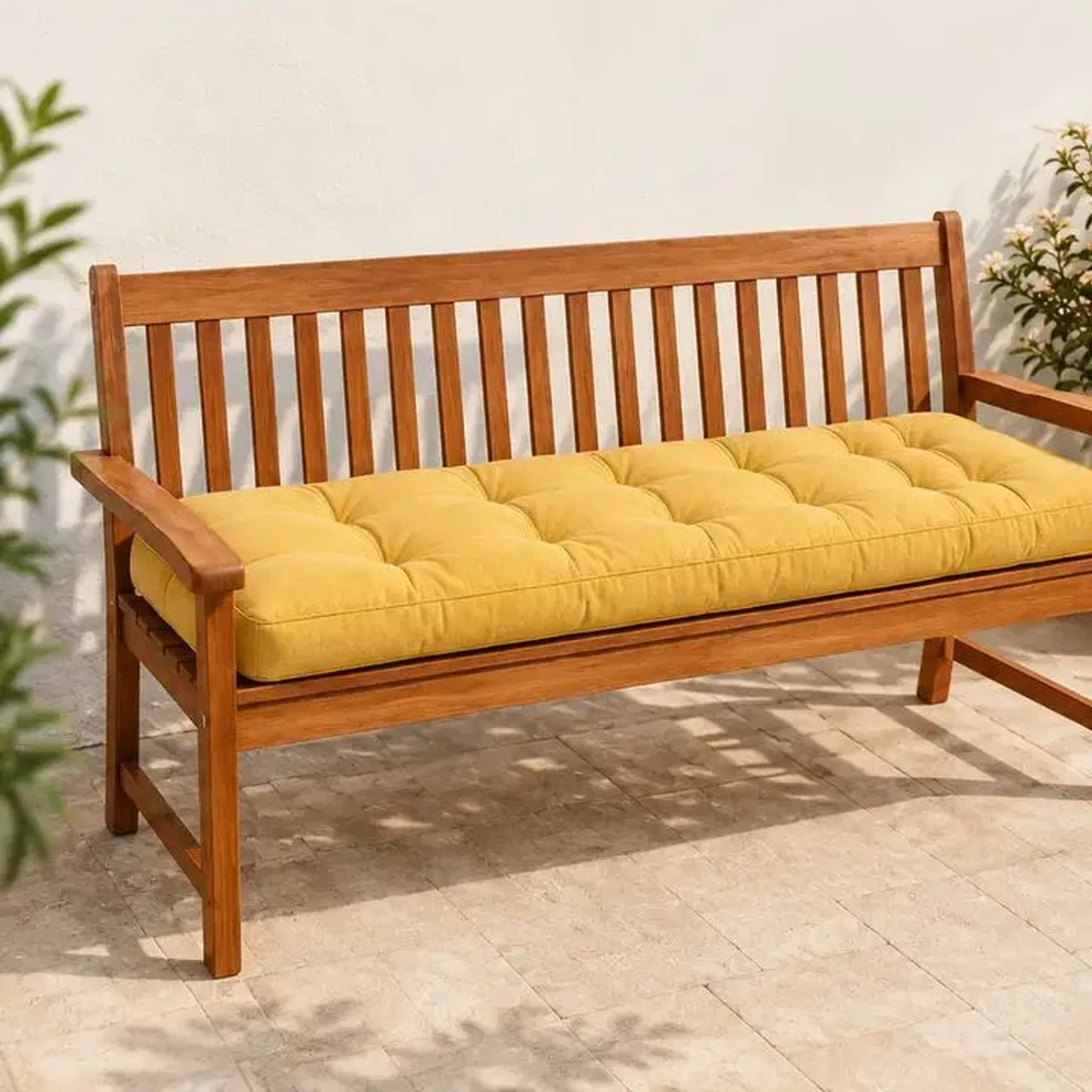 Kapitone Bank Minderi · 100 × 45 × 4 cm · Hardal