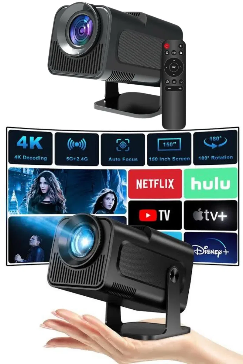 Projektör Siyah Android Taşınabilir Sinema Projeksiyon Wifi Destekli En Güncel Sürüm Akıllı görsel 2