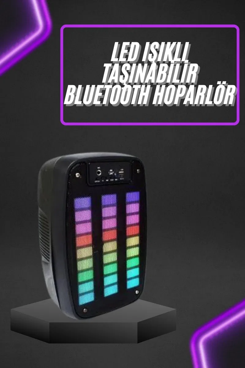 Taşınabilir 6. 5 inç LED Bluetooth Kareoke Hoparlör RGB Işıklı Radyolu
