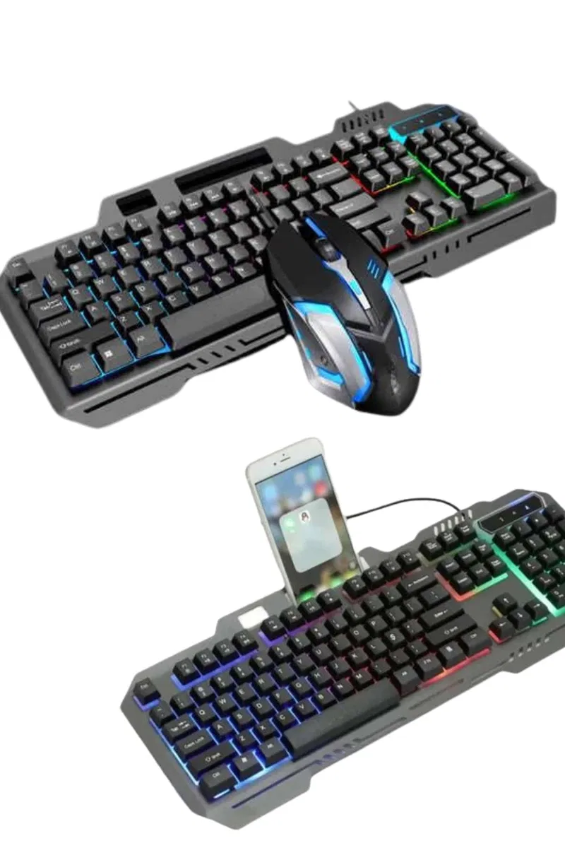 RGB Işıklı Gaming Oyuncu Klavye Q Klavye Mouse Hediyeli görsel 2