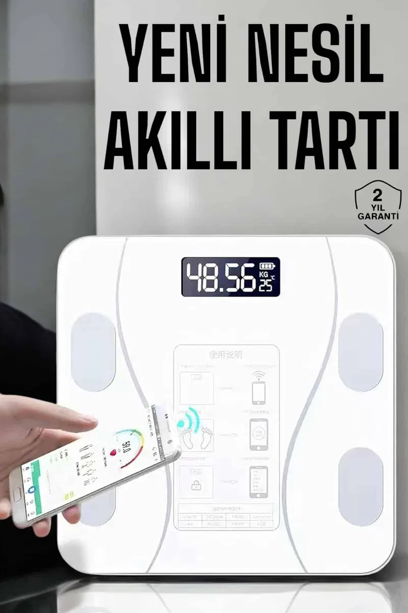 Tartı Baskül Dijital Elektronik Tartı Vücut iz Wifi Akıllı Yağ Ölçer