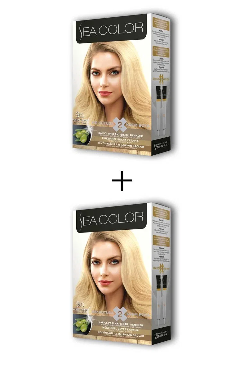 2X2 Tüp Krem Saç Boyası Seti Buğday Sarısı No: 9. 0
