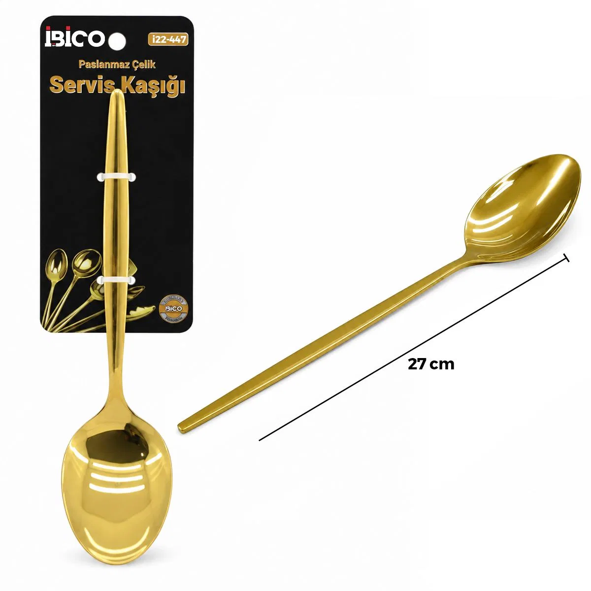 Metal Altın Servis Kaşığı 27 cm görsel 2