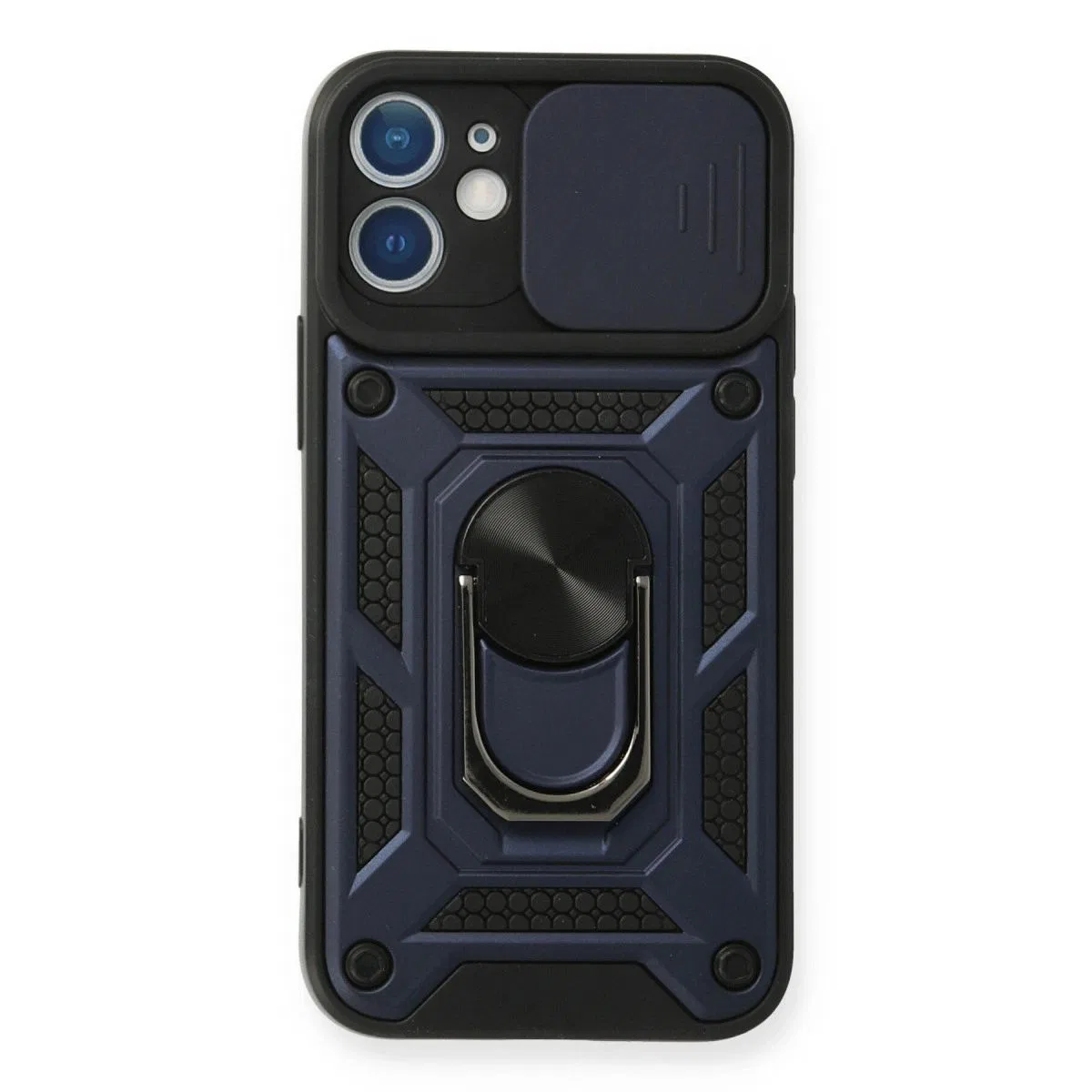 Apple İphone 12 Kılıf Pars Lens Yüzüklü Silikon - Lacivert