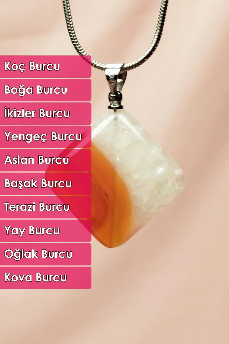 Akik Doğal Taşı Zincirli El Yapımı Kolye Uç: 3 cm Zincir: 20 cm kutulu görsel 4