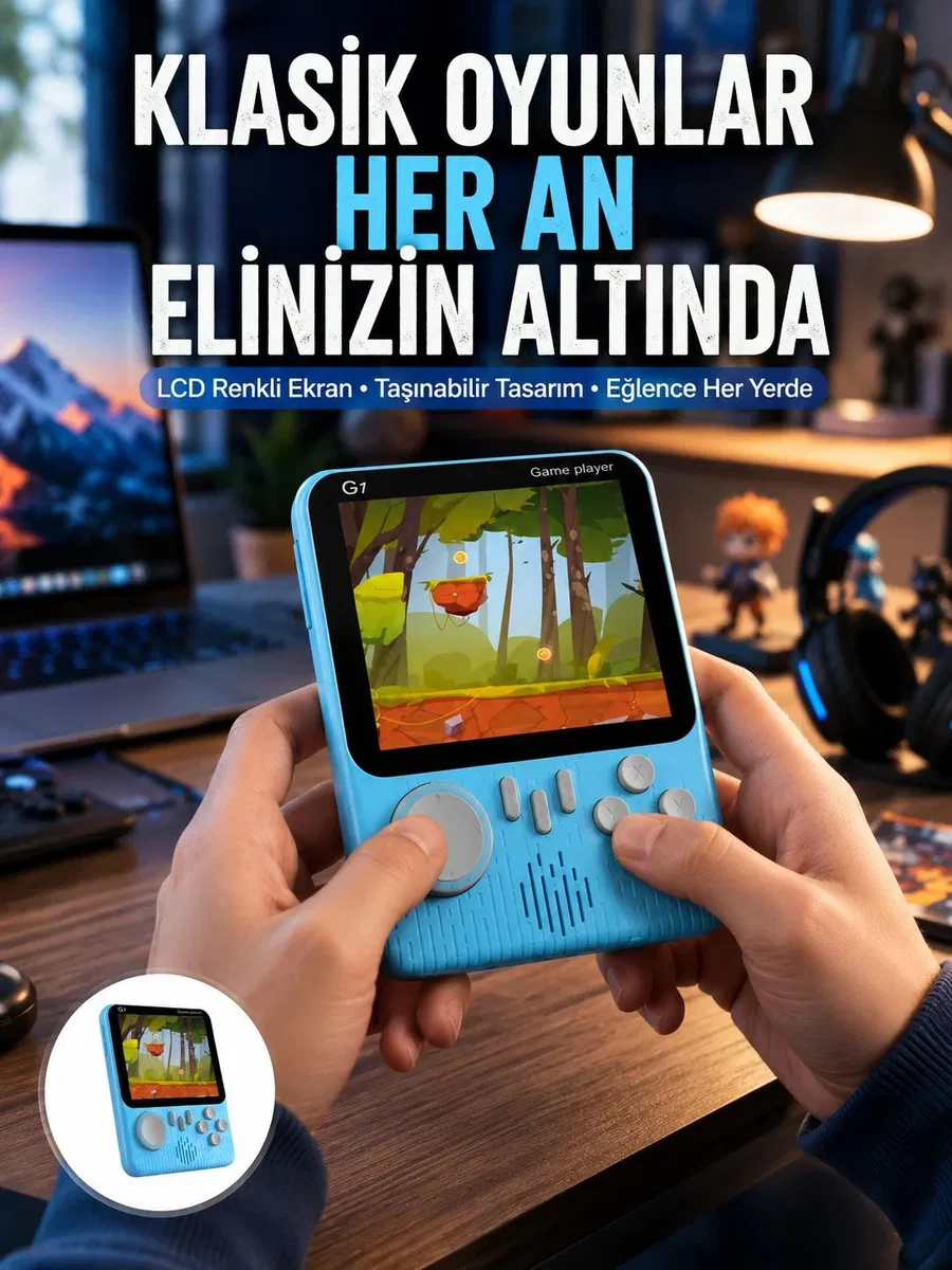 3. 5 İnç Mini Atari Taşınabilir Oyun Konsolu 666 Adet Retro Oyun