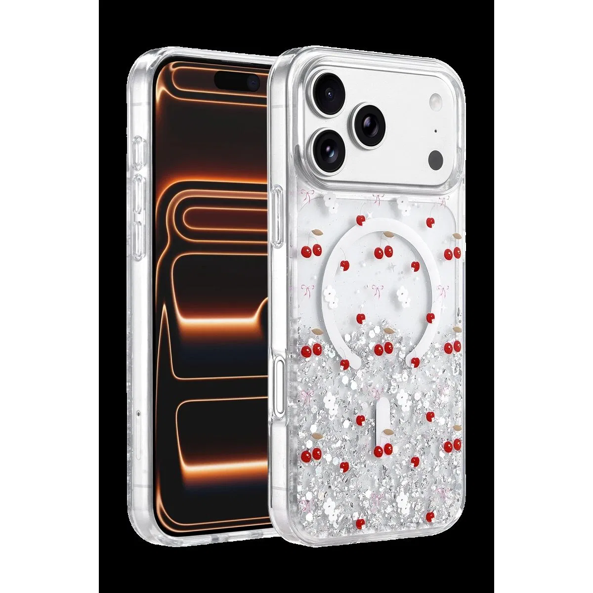 Onegif Apple İphone 17 Pro Max Misk Simli Magsafe Kapak - Desen 5