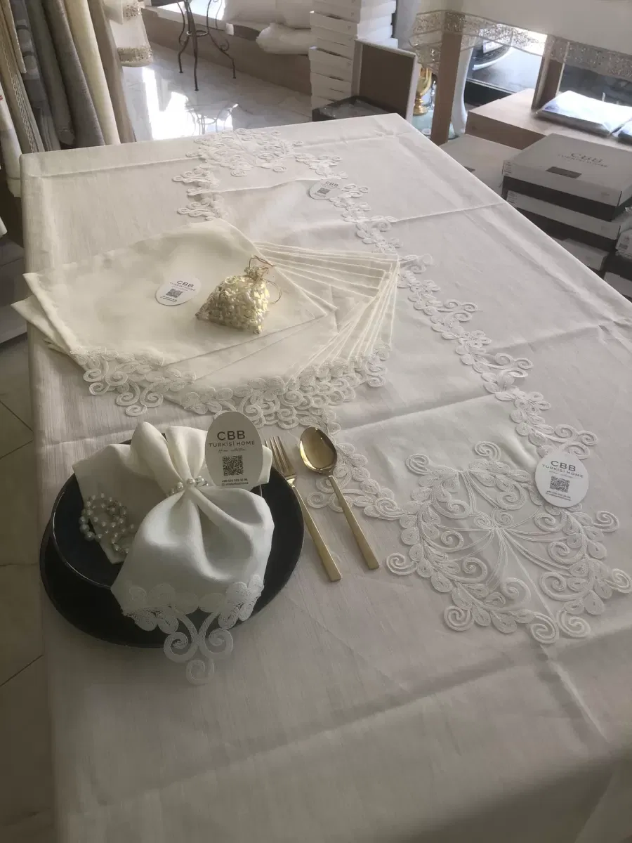Sofra Takımı 12 Kişilik 26 Parça Anna Model Yemek Takımı Örtüsü Dertsiz 160 x 220 cm Masa Örtüsü görsel 10