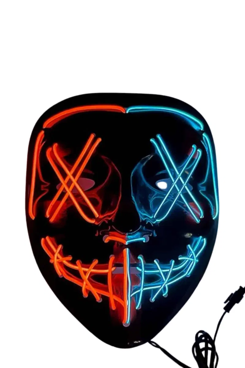 Hallowen Parti Maskesi Neon Led Işıklı Maske 3 Modlu Cadılar Bayramı Maskesi görsel 5