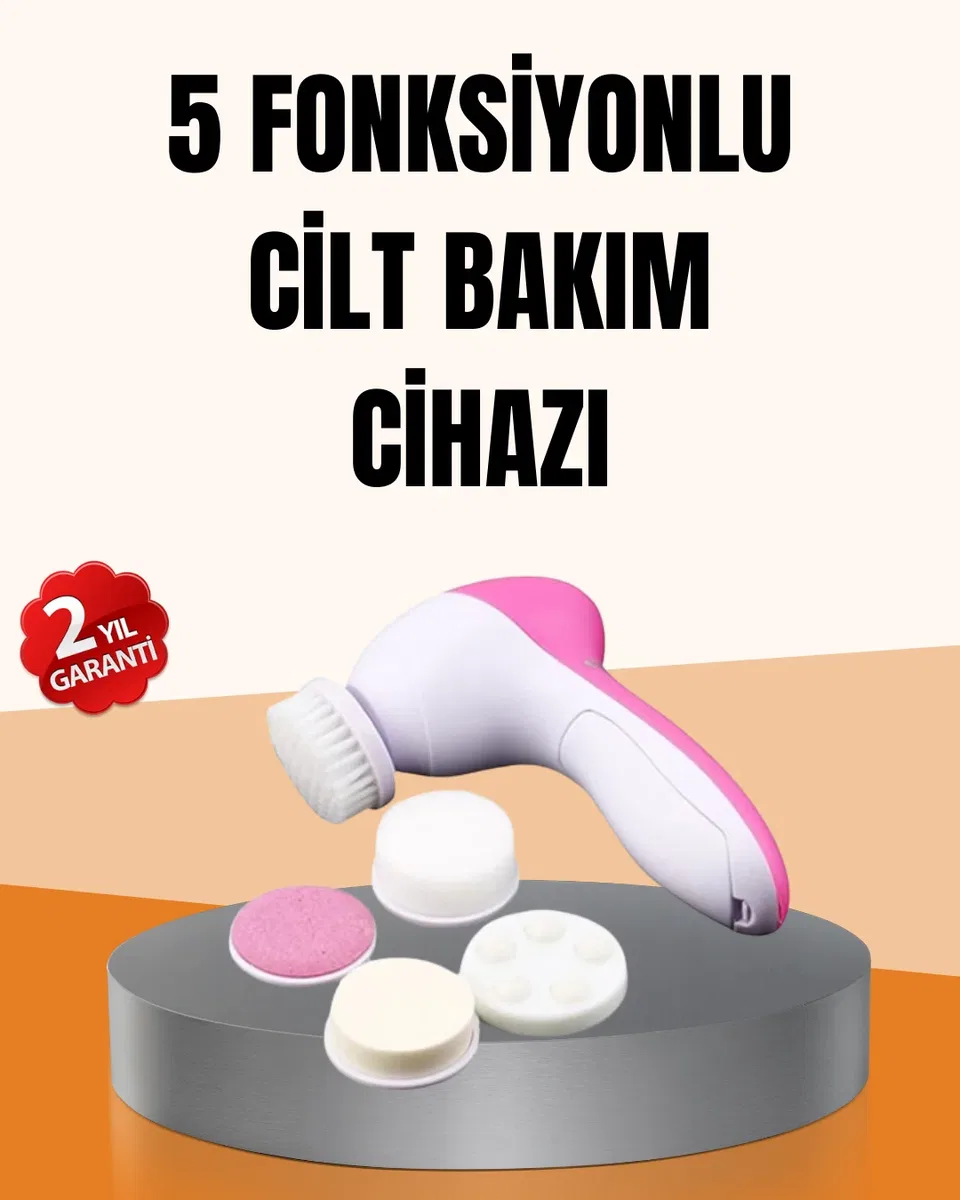 Derin Temizleme ve Masaj İçin 5 Başlıklı Yüz Cilt Bakım Aleti