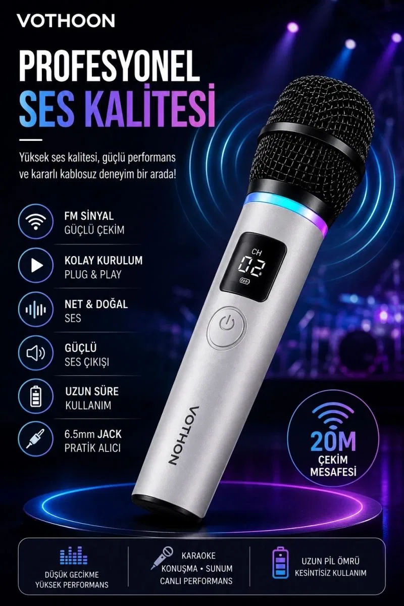 Kablosuz Karaoke Çift Mikrofon 6. 5 Mm Sahne Parti Düğün Aktivite Amfi Hoparlör görsel 5