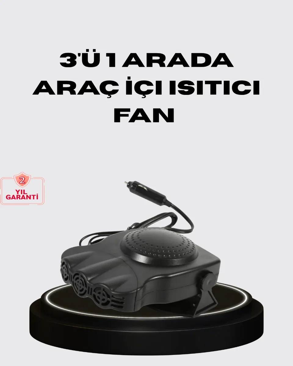 Araç İçi Isıtıcı ve Fan 3’ü 1 Arada 12V Çakmak Girişli ve Hızlı Isınma Özellikli