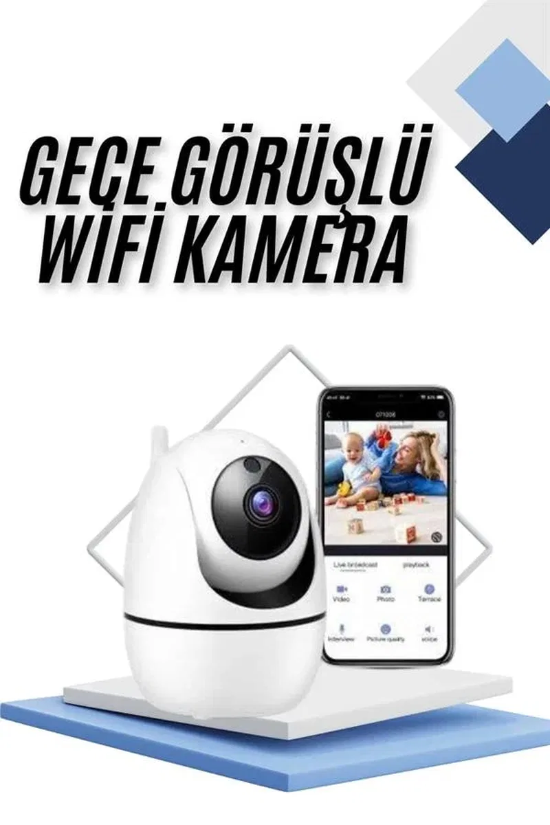 Kablosuz Wifi Destekli Akıllı Güvenlik Kamerası Hareket Sensörlü görsel 2