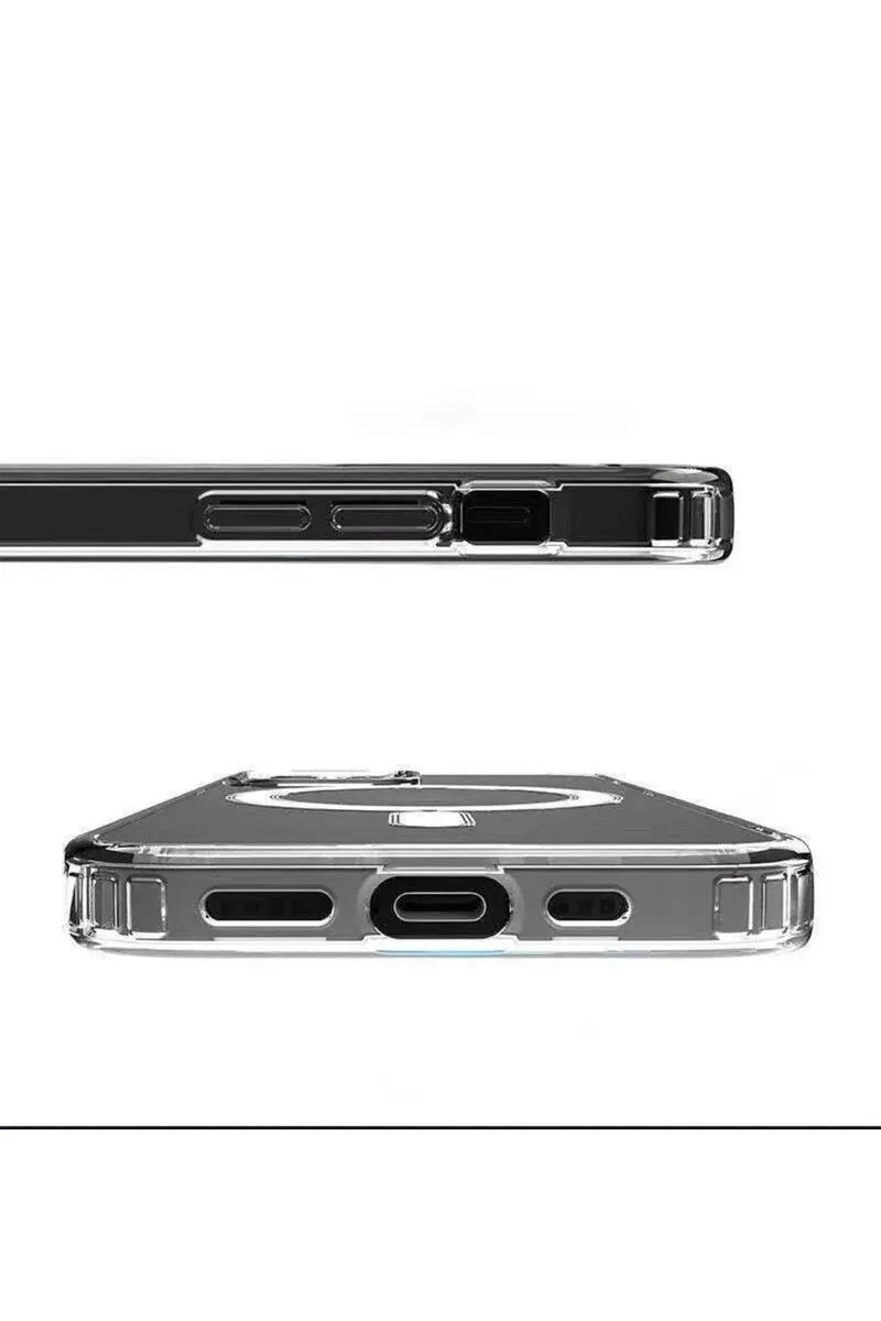 Iphone 14 Pro Max Kılıf Kamera Lens Korumalı Magsafe Destekli Şeffaf Darbe Emici Sert Kapak görsel 5