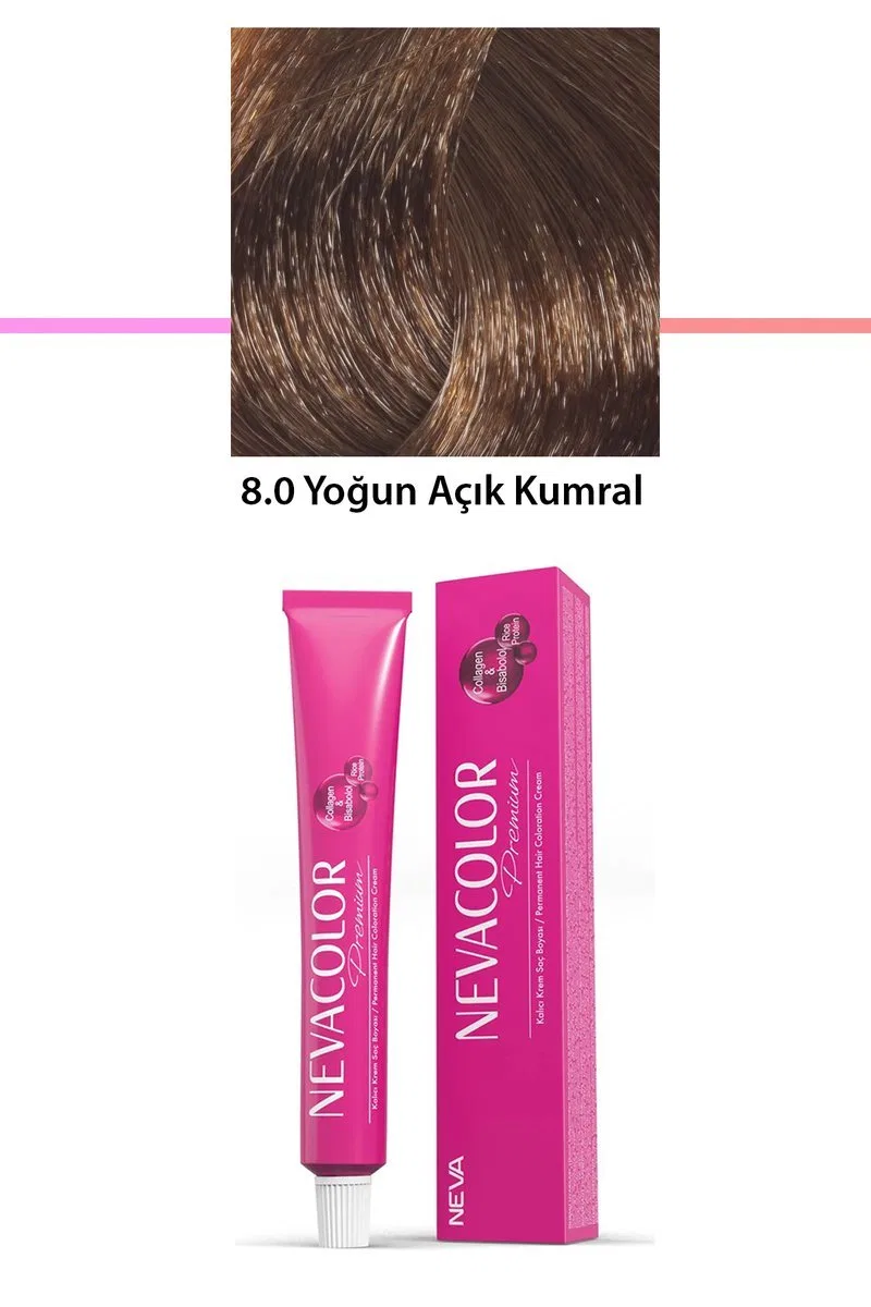 Premium 8. 0 Yoğun Açık Kumral - Kalıcı Krem Saç Boyası 50 g Tüp