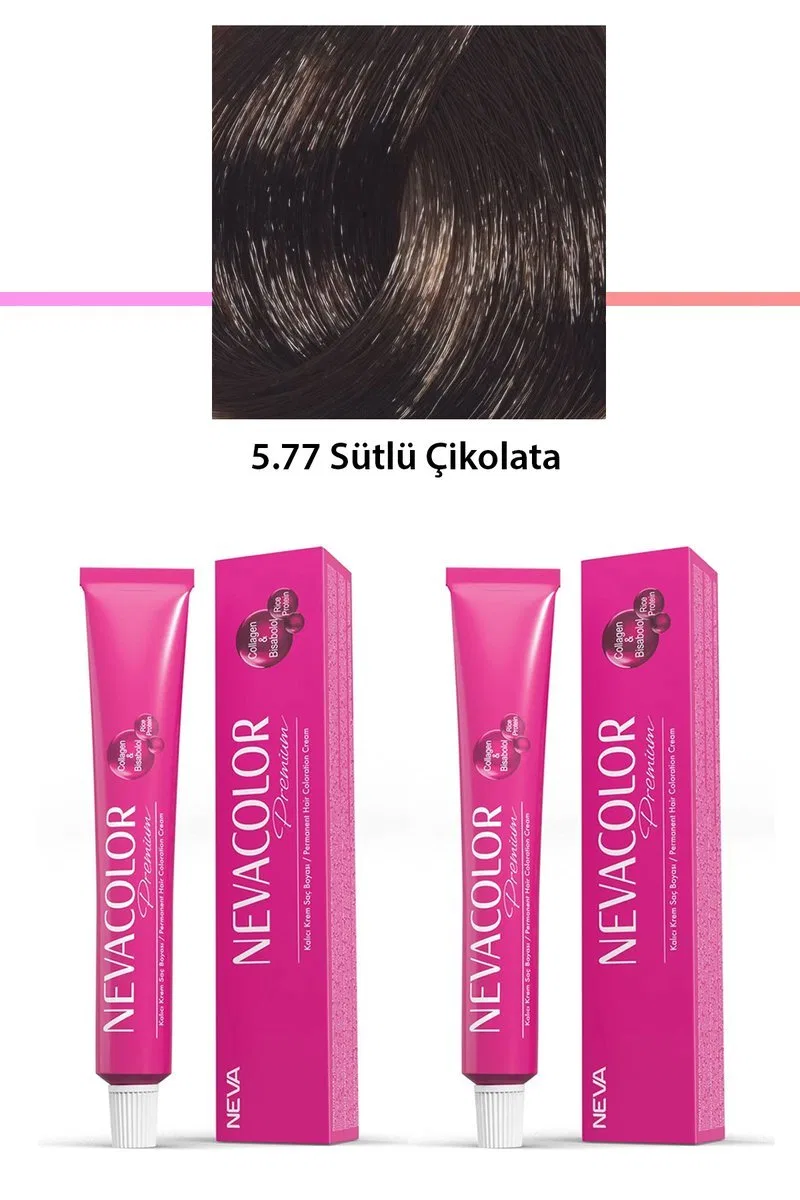 2 li Set Premium 5. 77 Sütlü Çikolata - Kalıcı Krem Saç Boyası 2 X 50 g Tüp