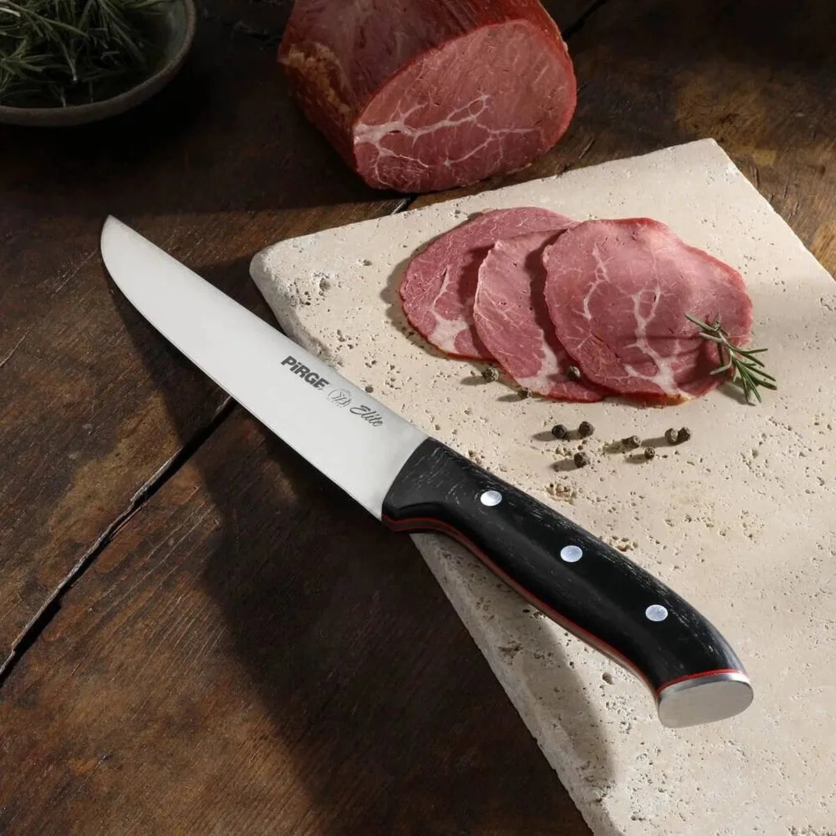32103 Elite Kurban, Kasap Bıçağı 19 Cm - Kahverengi Perçinli Kompozit Sap görsel 2