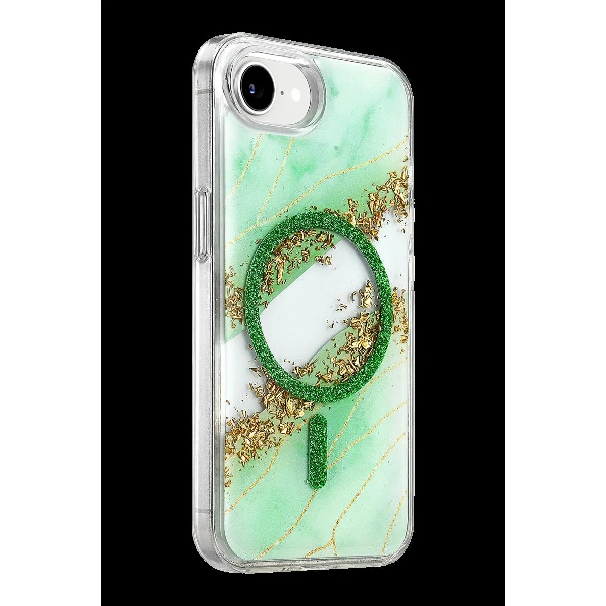 Onegif Apple İphone 17e Lotus Simli Magsafe Kapak - Yeşil görsel 2