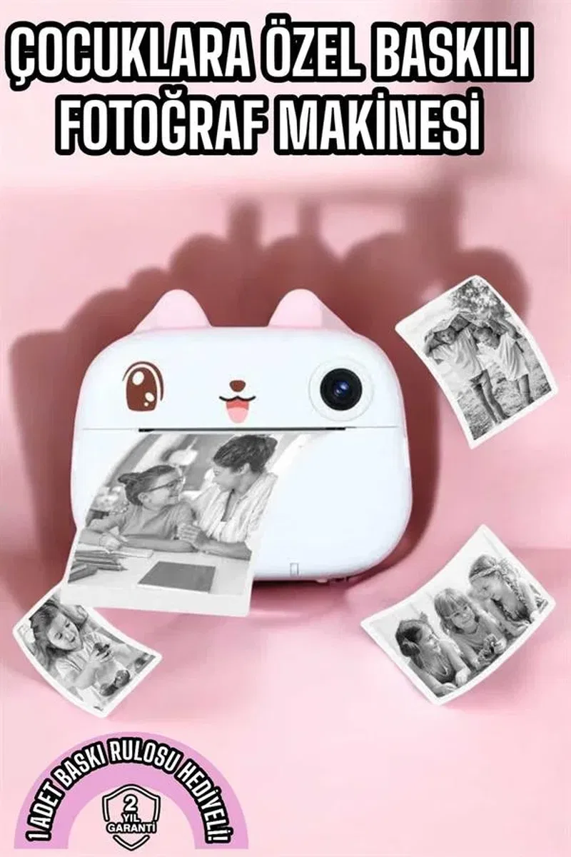 Çocuk Fotoğraf Makinesi Dijital HD Video Rulo Kağıt Baskılı Yazıcı görsel 2