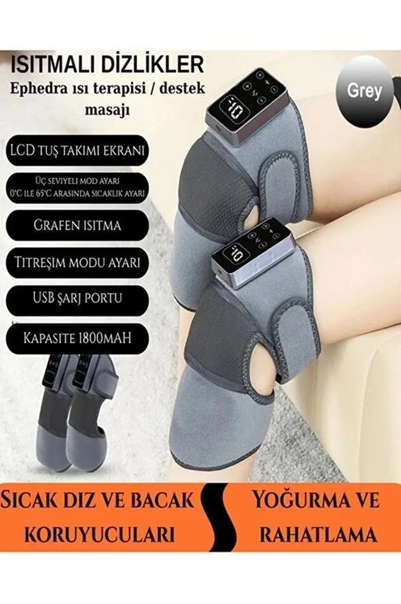 2 Adet Şarjlı Isıtmalı Diz Masaj Aleti – Titreşimli Fizyoterapi Dizlik | Diz Omuz Kol Bacak görsel 2