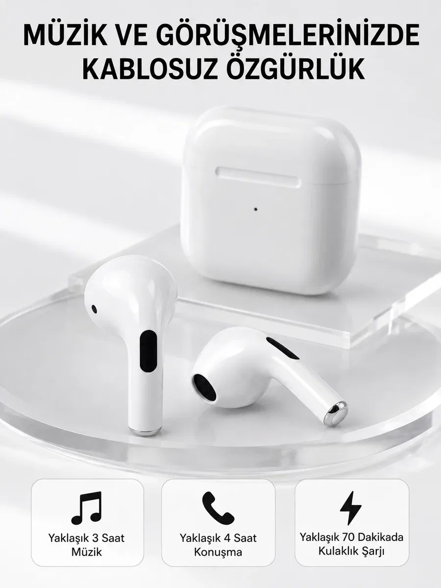 Bluetooth 5. 3 TWS Kablosuz Kulak İçi Kulaklık 25 Metre Menzil Şarj Kutulu