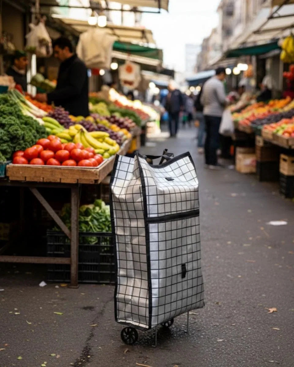 Ağır Yük Taşımaya Uygun Tekerlekli Market Ve Pazar Çantası