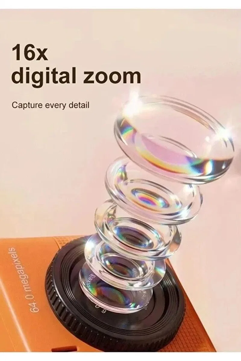 Mini Dijital Kamera 64mp 16x Digital Zoom Retro Vintage 1. 4’’ekranlı Video Kamera Taşınabilir Tasarım Mavi görsel 6