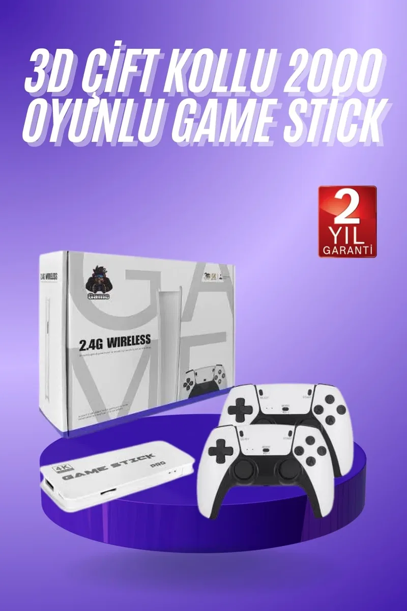 3D 4K HD 2. 4G Game Stick 4K Ultra Hd Oyun Konsolu Çift Kollu