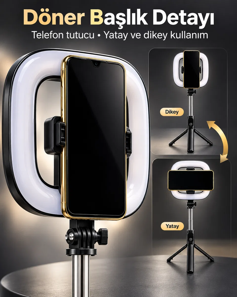 Type C Şarjlı RGB Halka Işık Manyetik Telefon Tutuculu Fotoğraf ve Video Standı