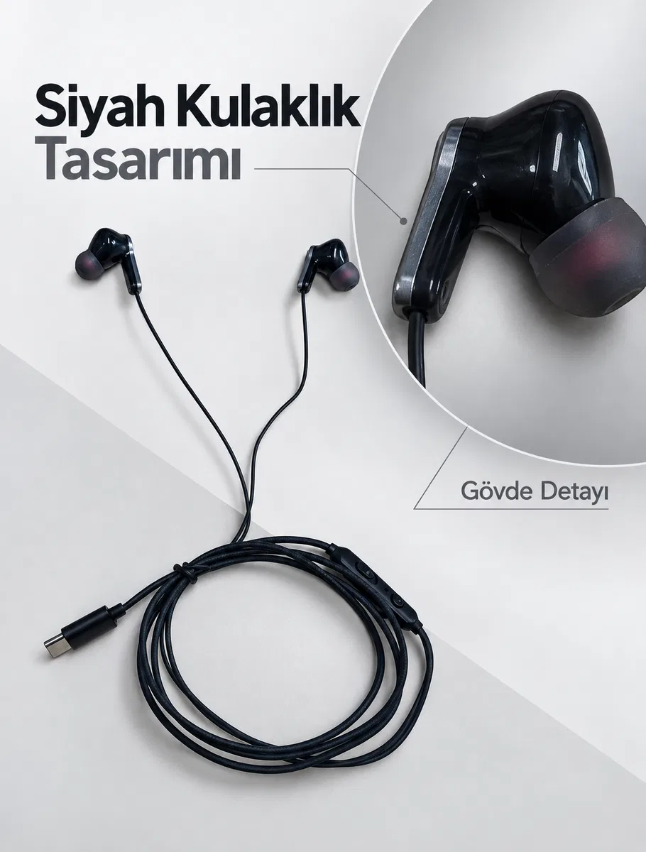 Müzik ve Sesli Görüşmeler İçin Type C Mikrofonlu Kulaklık görsel 4