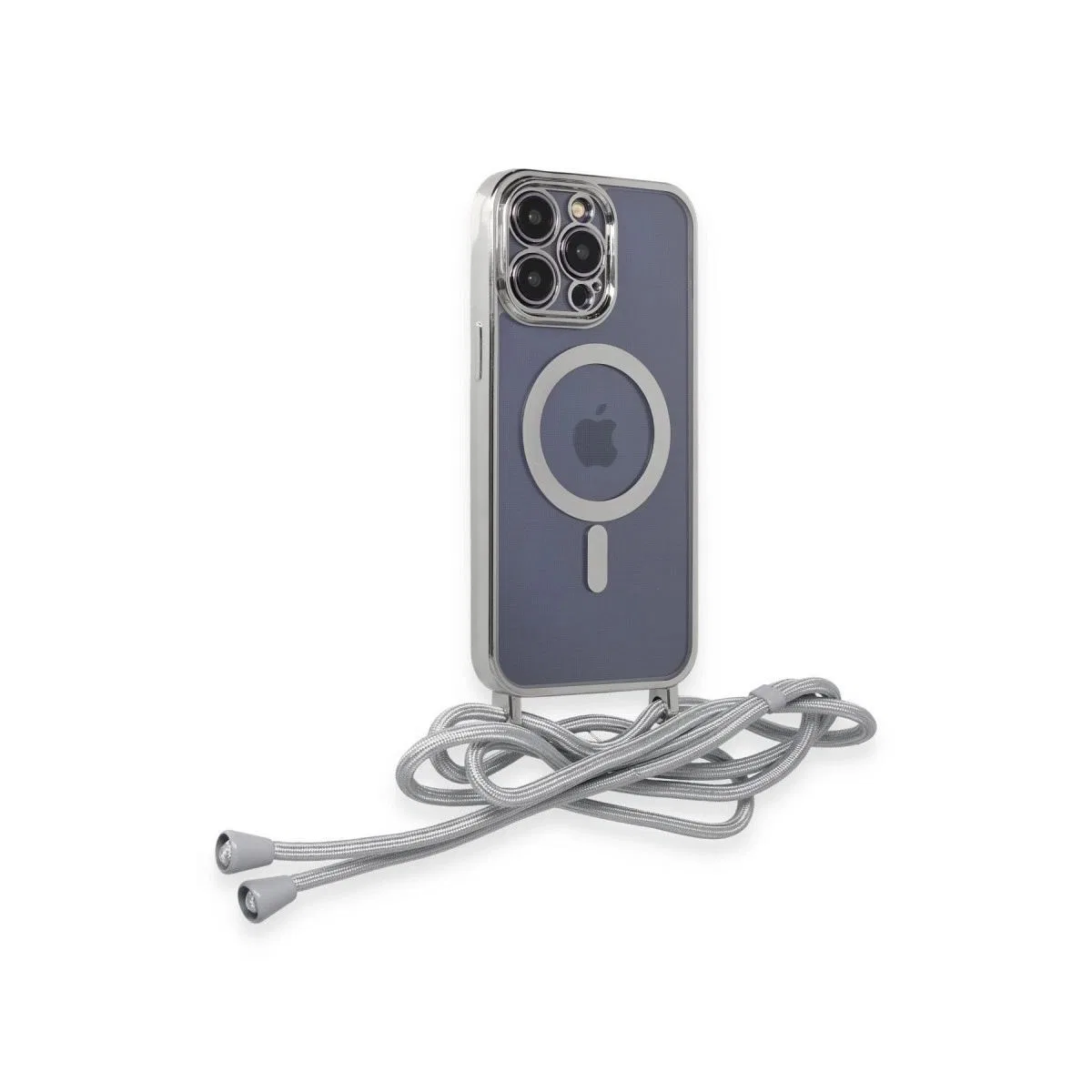 Apple İphone 14 Pro Kılıf Divo Lazer Askılı Magsafe Kapak - Gümüş görsel 2