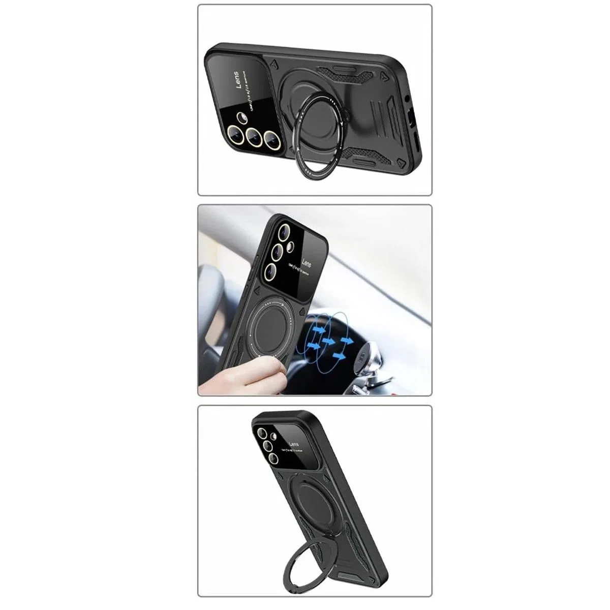 Samsung Galaxy S24 Fe Kılıf Joy Lens Standlı Kapak - Kırmızı görsel 2