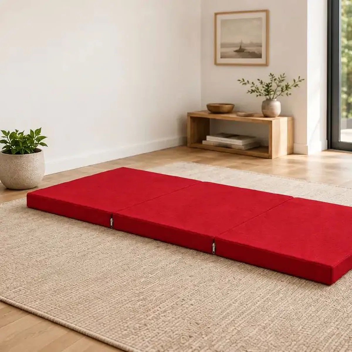 Üç Parçalı Katlanır Minder · 60 × 180 × 7 cm · Kırmızı