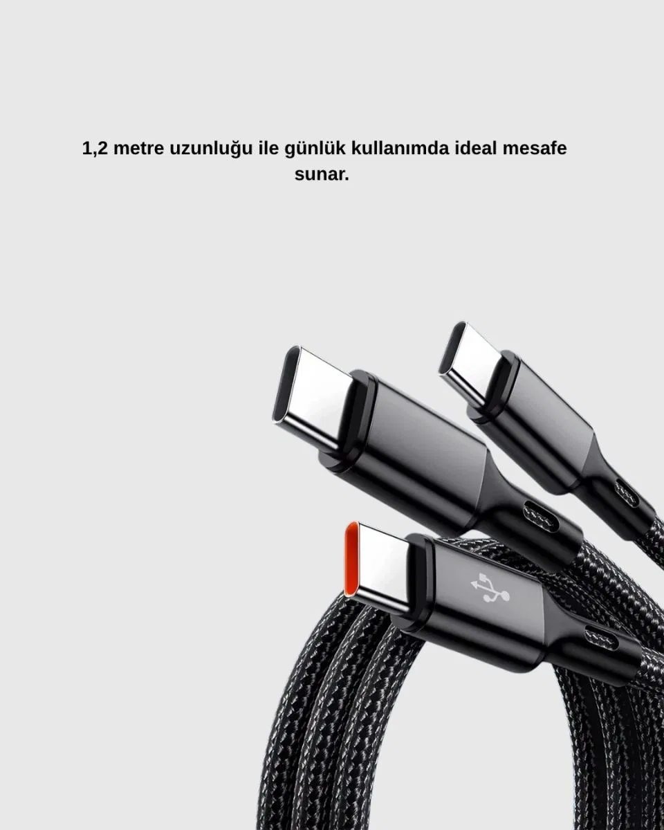 3’ü 1 Arada Hızlı Şarj Kablosu İos Android Type-c Uyumlu Ve Dayanıklı görsel 3