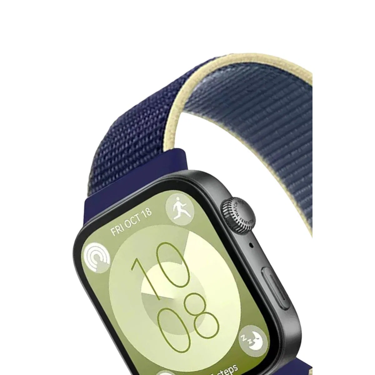Huawei Fit 4 Hasırlı Cırtcırtlı Kordon (saat Değildir) - Sarı-lacivert görsel 2