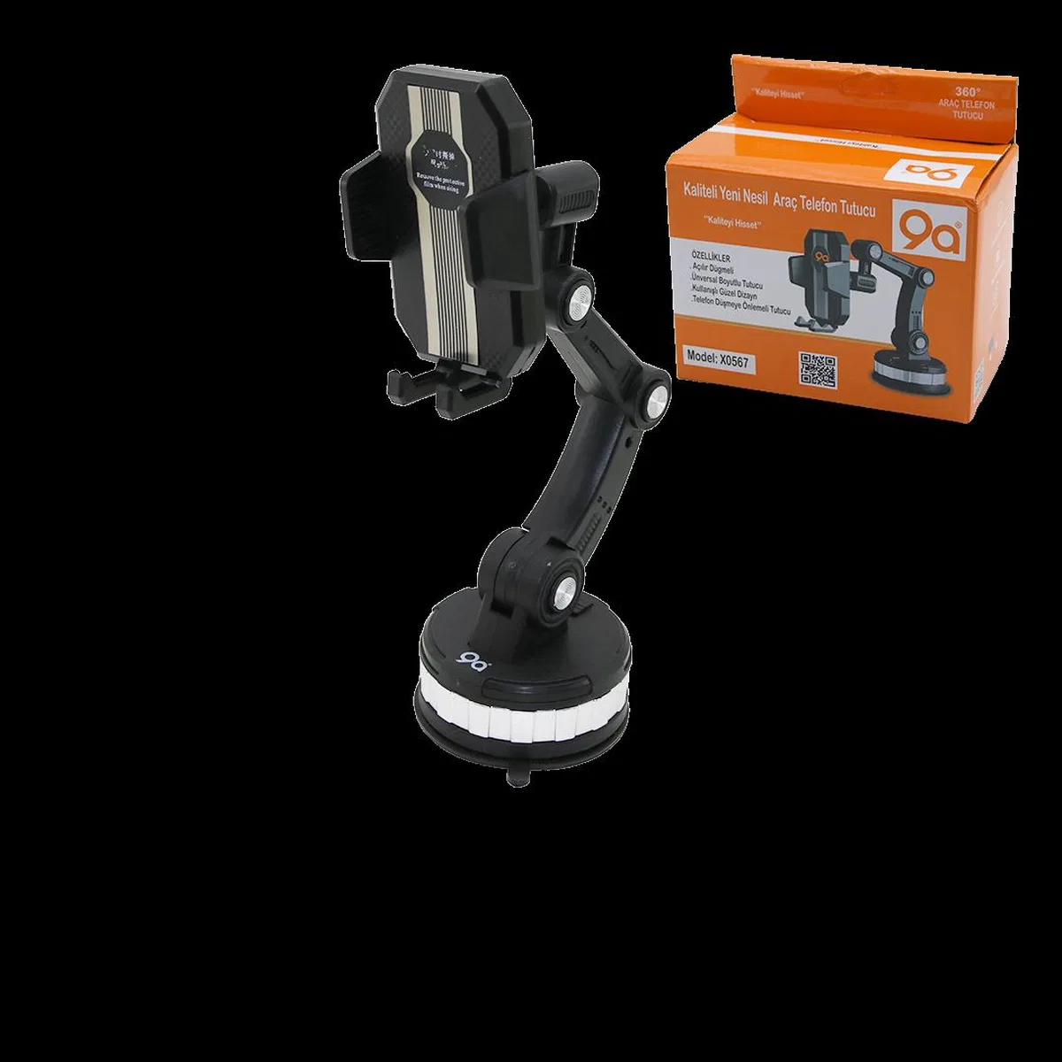 360° Eklemli Araç Telefon ve Bardak Tutucu (60-105 mm) görsel 2