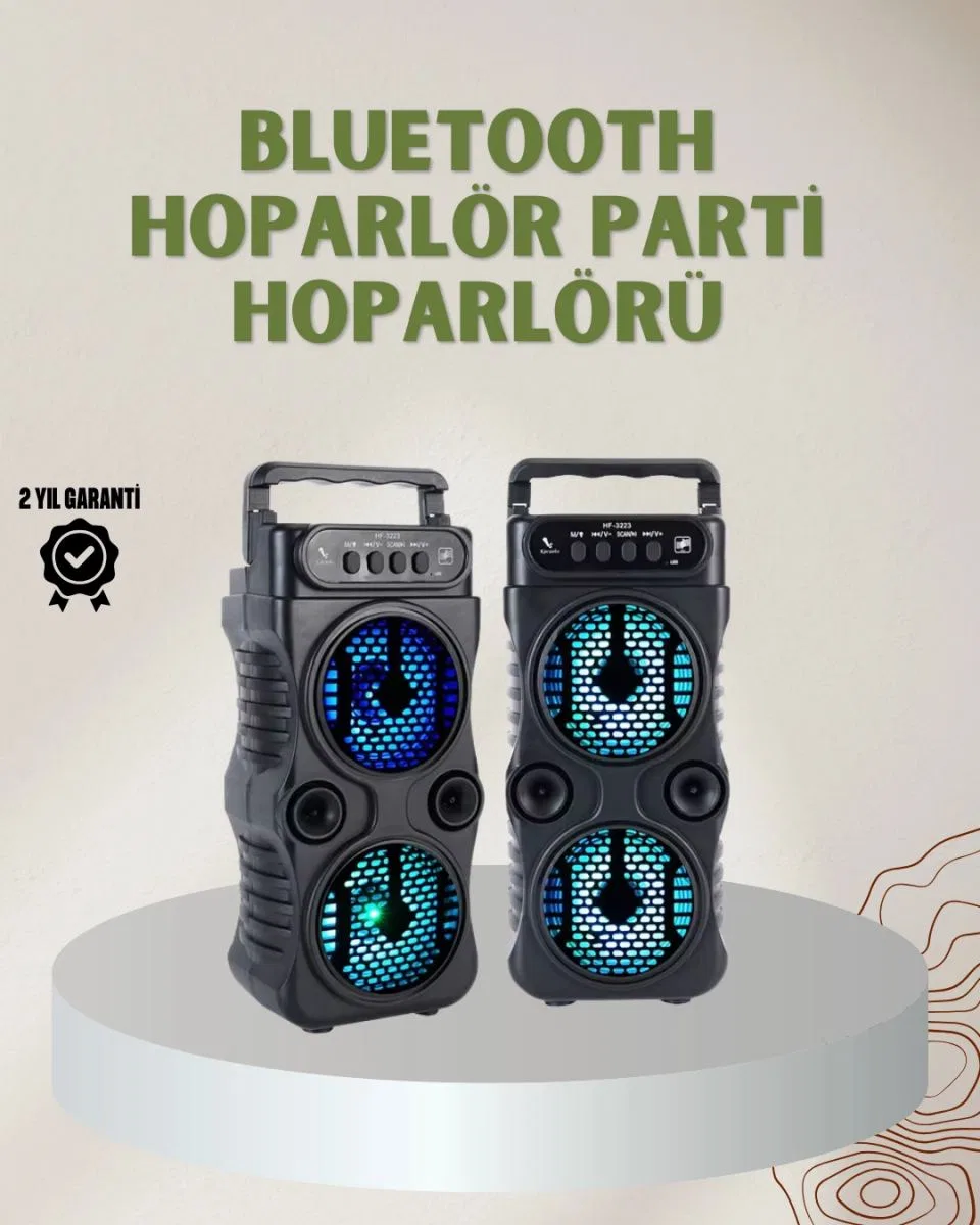1200 Mah Şarjlı Led Işıklı Bluetooth Hoparlör – Fm Radyolu, Hafıza Kart Destekli