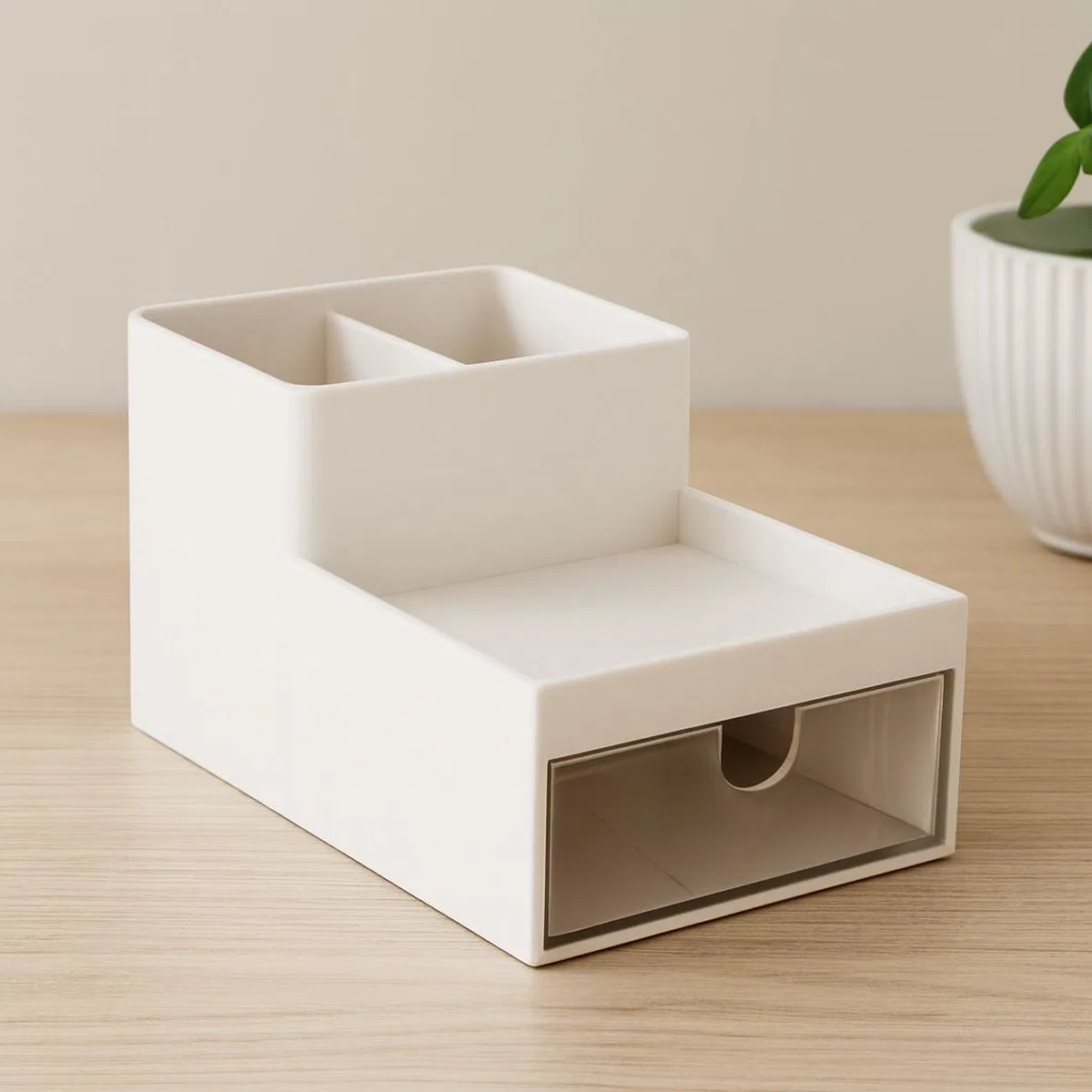 Plastik Makyaj Takı Organizer Tek Çekmeceli 3 Bölmeli 16x9. 5 cm