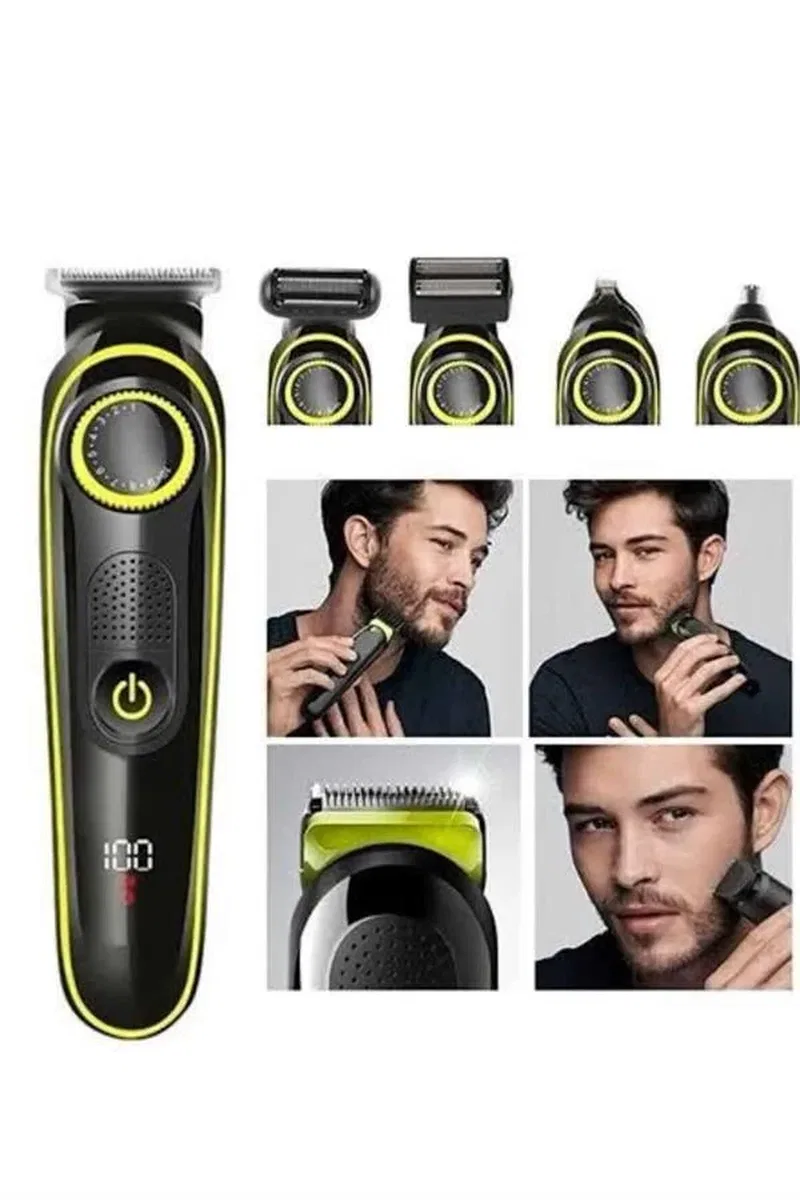 Saç Sakal Vücut Tıraş Makinesi 5in1 Kablosuz Burun Kulak Tıraş Makinesi görsel 5