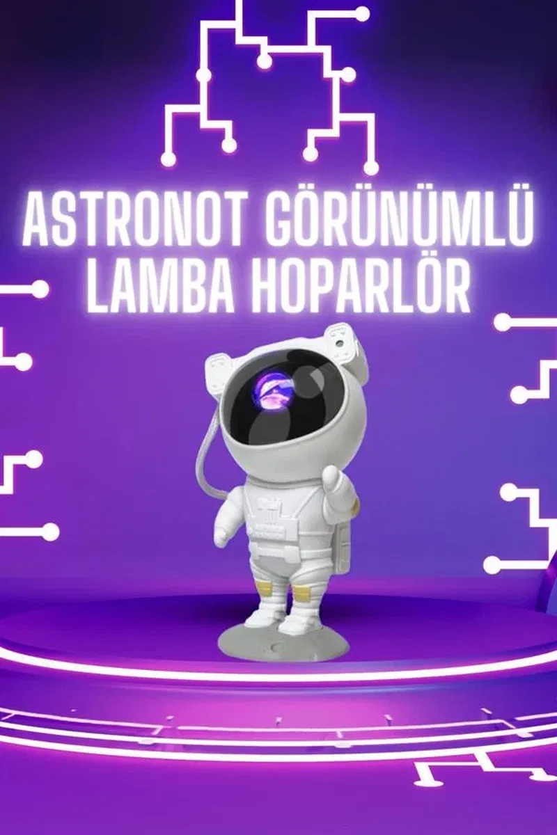 Astronot Şeklinde Bluetooth Hoparlör Gökyüzü Kumandalı Aydınlatma Lamba görsel 2