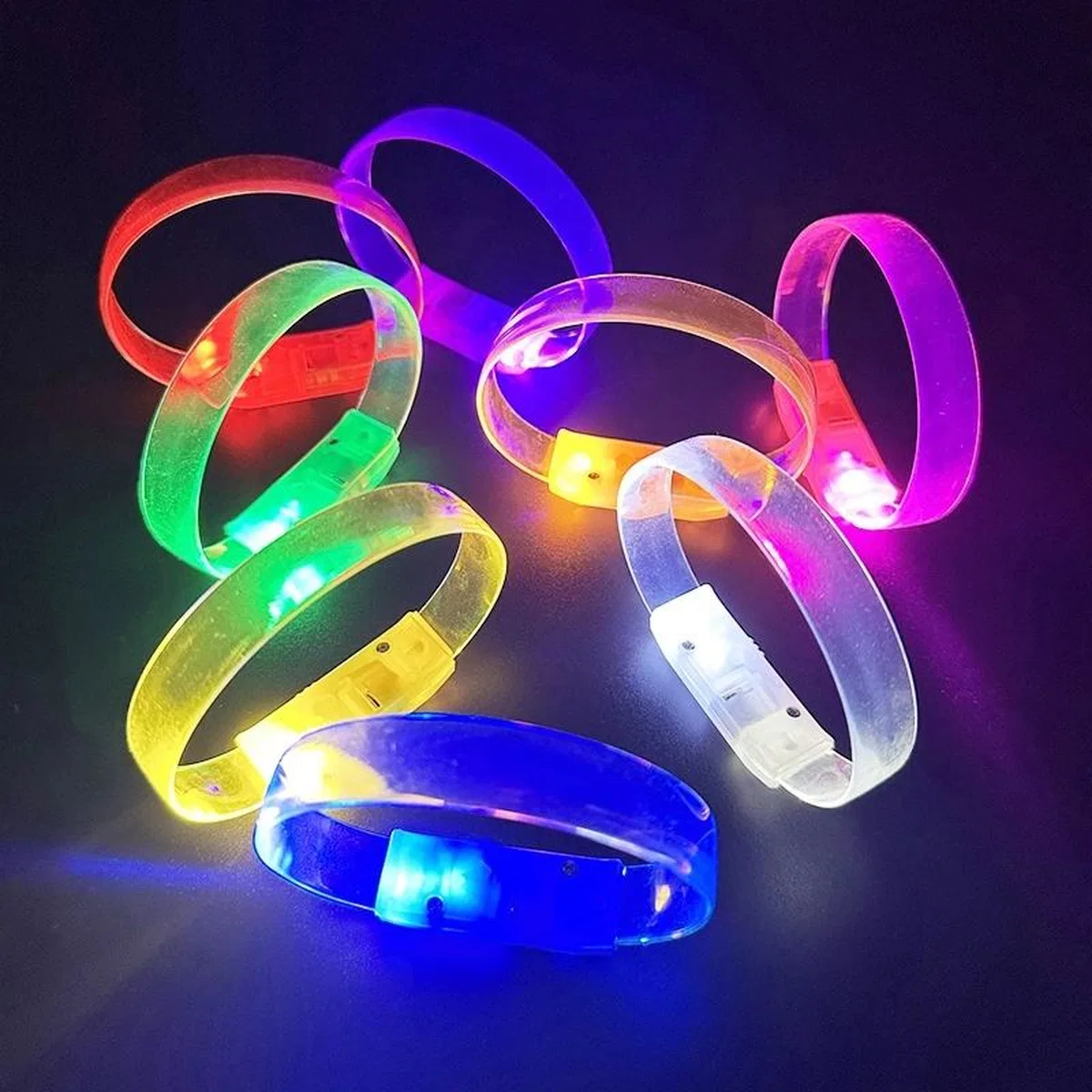 3 Modlu Pilli Led Işıklı Esnek Parti Bilekliği Pembe görsel 4