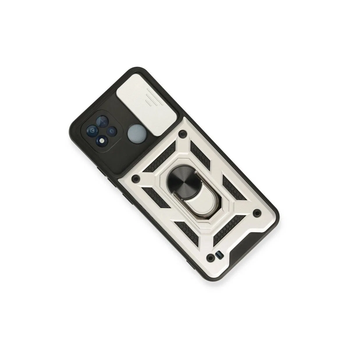 Realme C11 2021 Kılıf Pars Lens Yüzüklü Silikon - Gümüş görsel 2