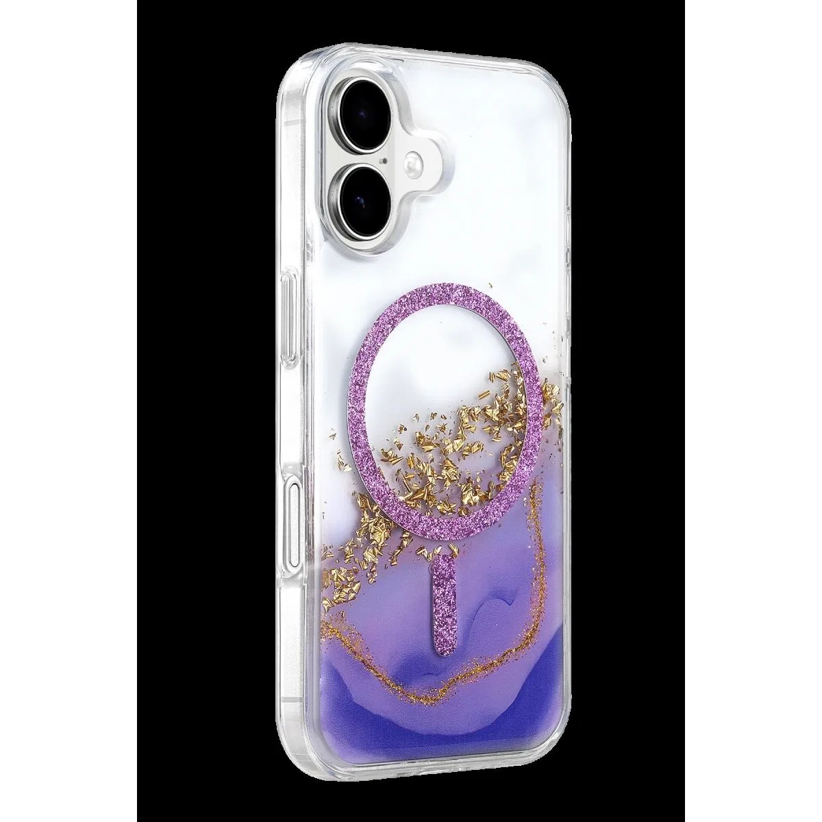 Onegif Apple İphone 16 Lotus Simli Magsafe Kapak - Mor görsel 2