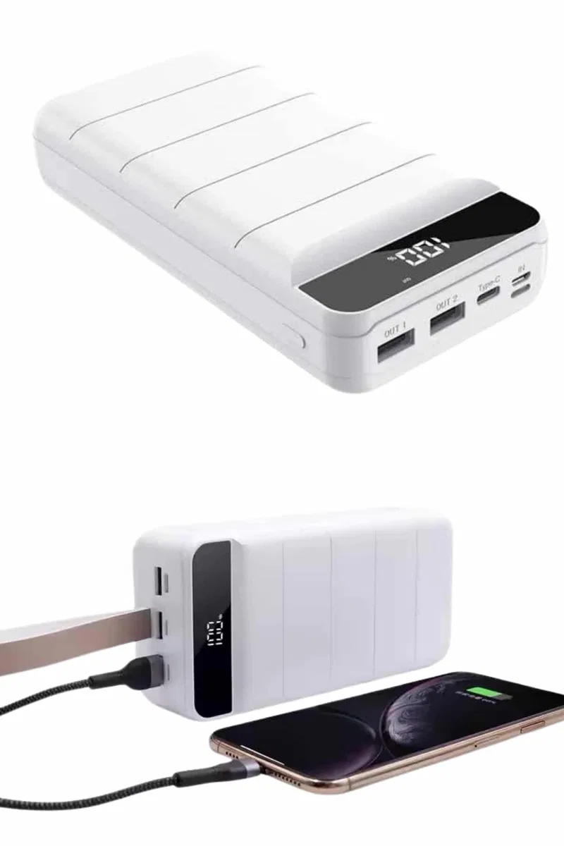 50. 000 Mah Powerbank Turbo Hızlı Led Göstergeli Android İOS Uyumlu Taşınabilir Askılı görsel 3