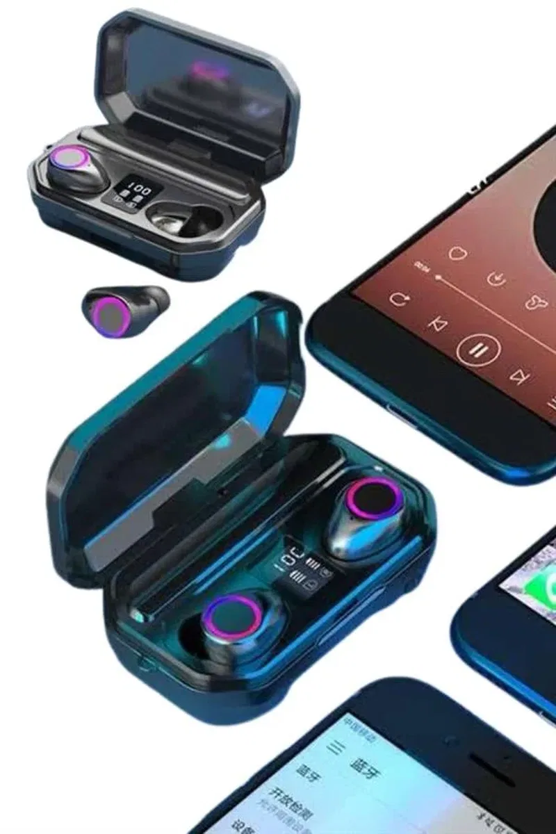 Yeni Nesil Bluetooth Kulaklık Uzun Pil Ömrü El Fenerli Dijital Şarj Göstergeli görsel 3