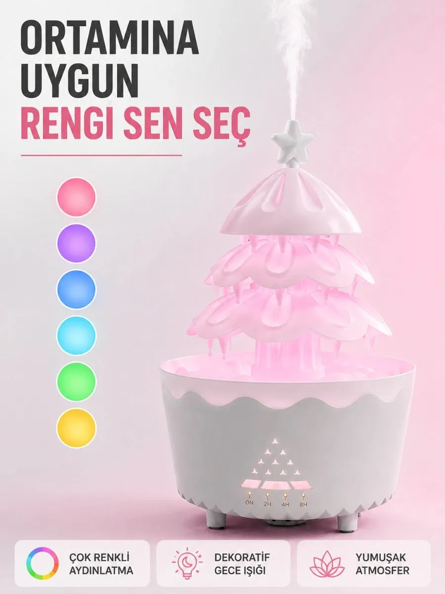 Dekoratif Şans Ağacı Ultrasonik Nemlendirici Rgb Gece Lambalı Aroma Difüzörü